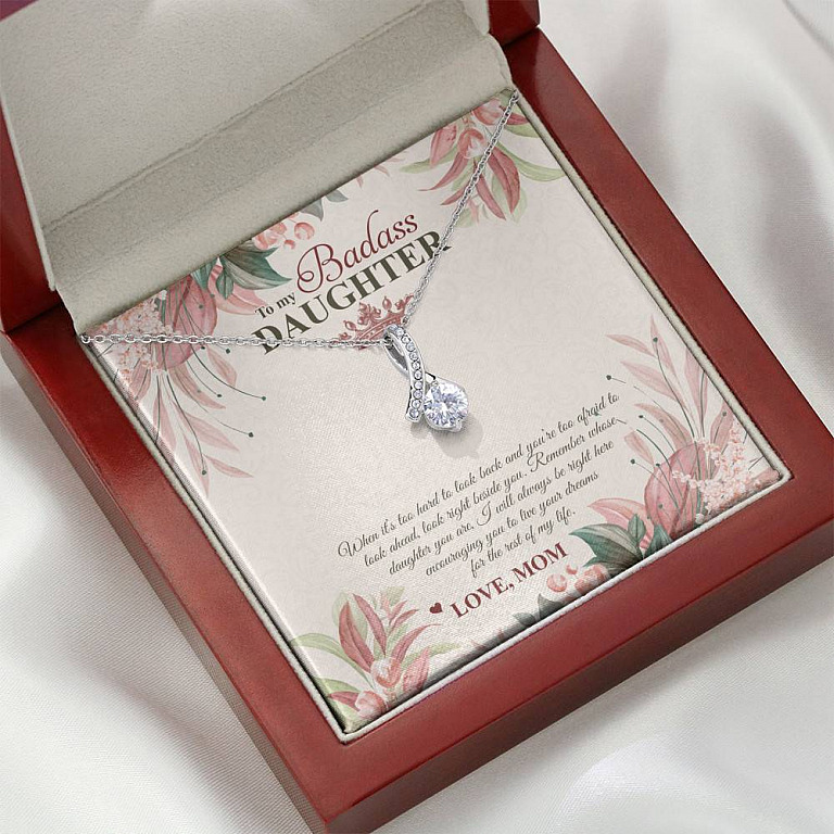To My Badass Daughter Live Your Dream Alluring Beauty Necklace - Crown Daughter Necklace From Mom