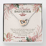To My Badass Daughter Live Your Dream Interlocking Hearts Pendant Necklace - Crown Daughter Necklace From Mom - Interlocking Hearts Necklace To My Badass Daughter Live Your Dream Interlocking Hearts Pendant Necklace - Crown Daughter Necklace From Mom - Interlocking Hearts Necklace