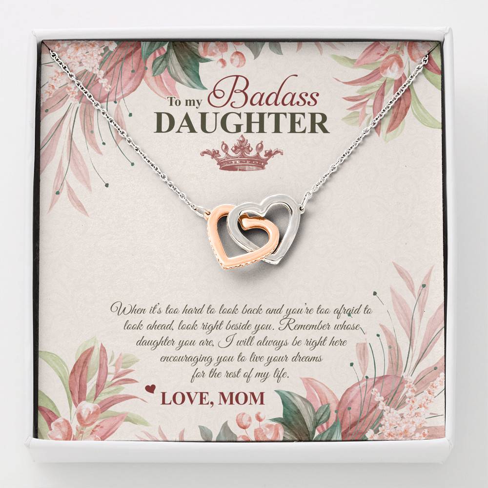 To My Badass Daughter Live Your Dream Interlocking Hearts Pendant Necklace - Crown Daughter Necklace From Mom - Interlocking Hearts Necklace To My Badass Daughter Live Your Dream Interlocking Hearts Pendant Necklace - Crown Daughter Necklace From Mom - Interlocking Hearts Necklace