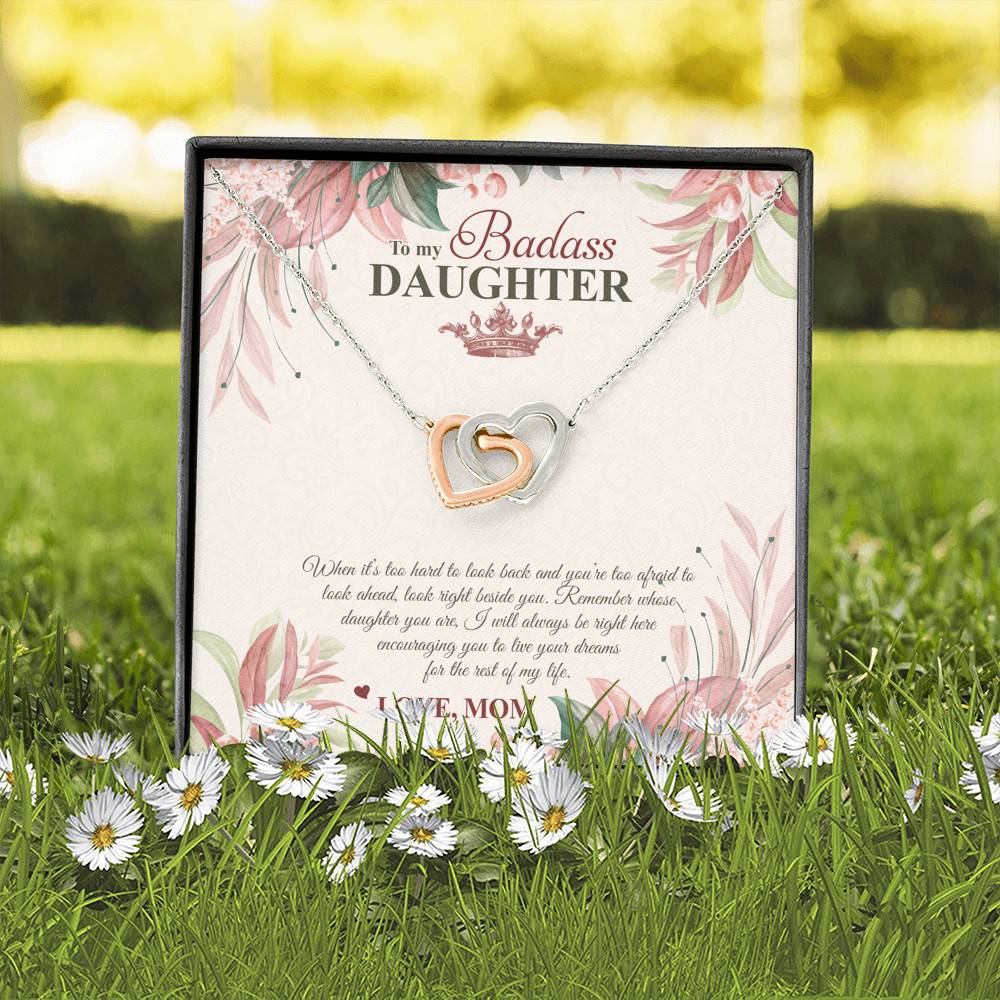 To My Badass Daughter Live Your Dream Interlocking Hearts Pendant Necklace - Crown Daughter Necklace From Mom To My Badass Daughter Live Your Dream Interlocking Hearts Pendant Necklace - Crown Daughter Necklace From Mom