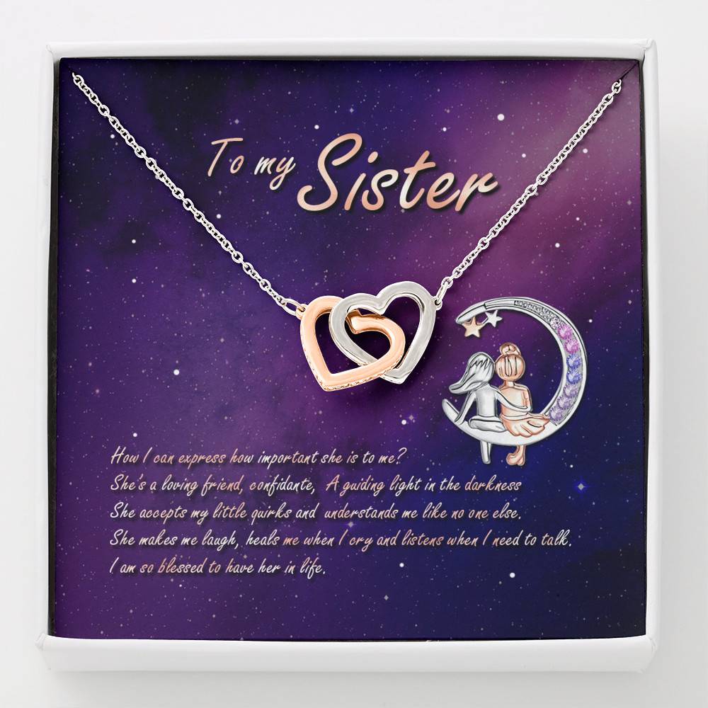 To My Sister How Can I Express How Important She Is To Me BFF Bestie Interlocking Hearts Pendant Necklace - Interlocking Hearts Necklace To My Sister How Can I Express How Important She Is To Me BFF Bestie Interlocking Hearts Pendant Necklace - Interlocking Hearts Necklace