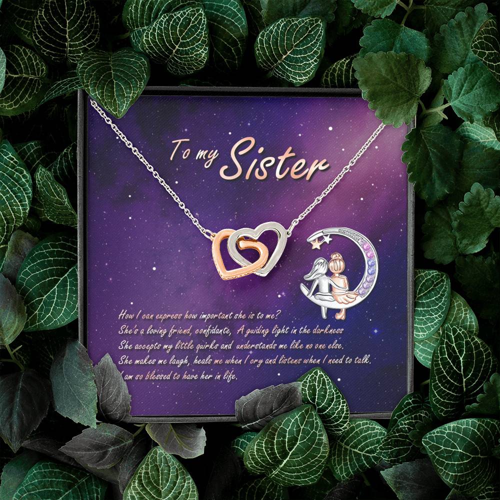 To My Sister How Can I Express How Important She Is To Me BFF Bestie Interlocking Hearts Pendant Necklace To My Sister How Can I Express How Important She Is To Me BFF Bestie Interlocking Hearts Pendant Necklace