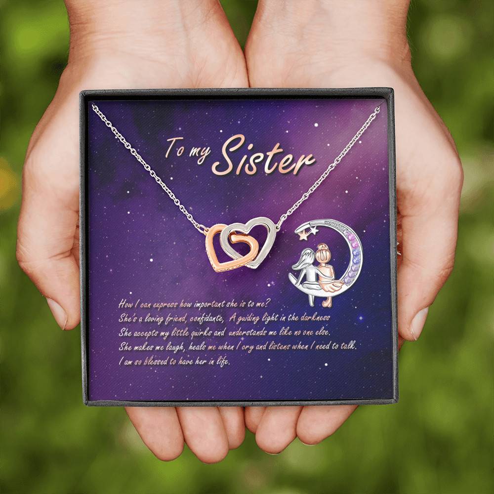 To My Sister How Can I Express How Important She Is To Me BFF Bestie Interlocking Hearts Pendant Necklace To My Sister How Can I Express How Important She Is To Me BFF Bestie Interlocking Hearts Pendant Necklace