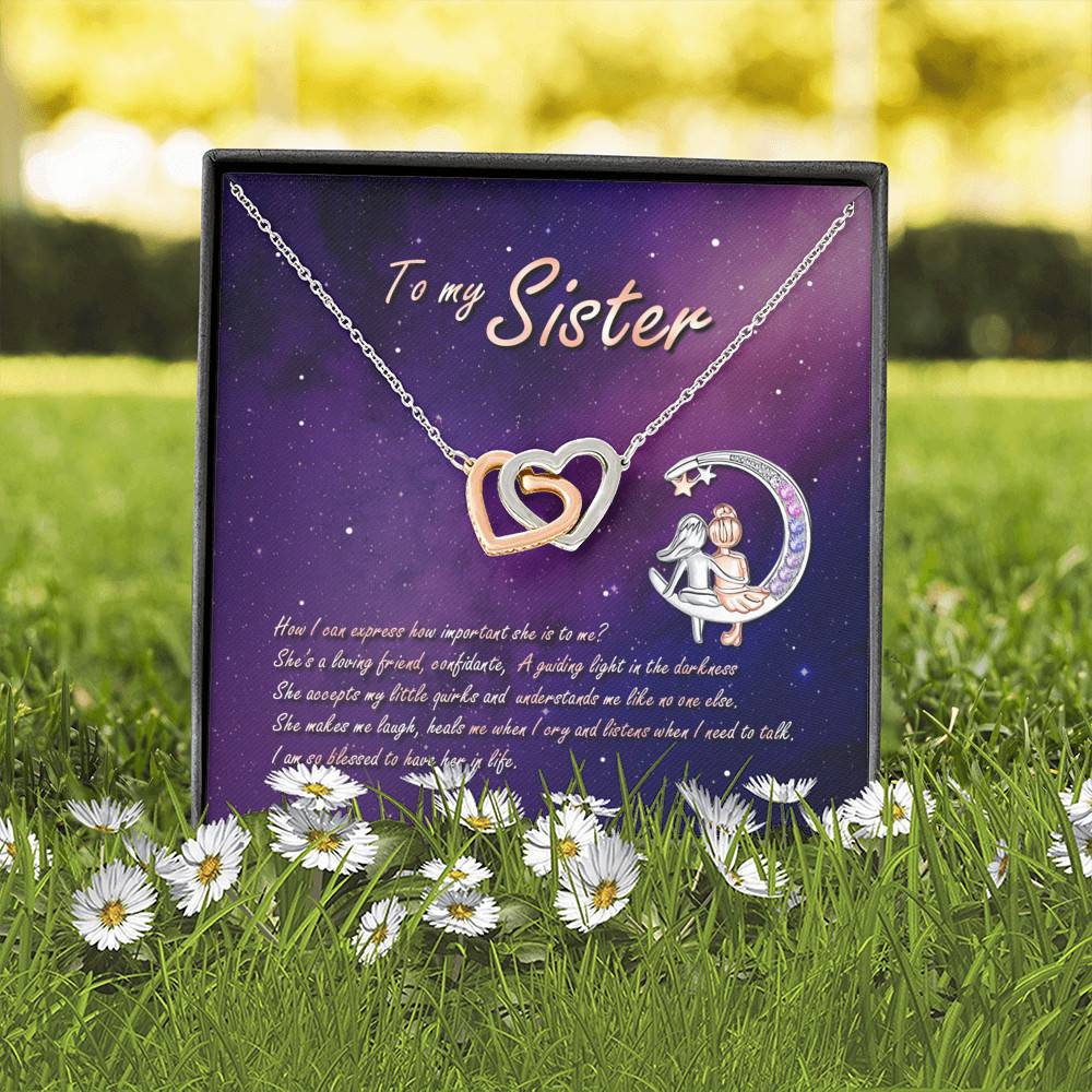 To My Sister How Can I Express How Important She Is To Me BFF Bestie Interlocking Hearts Pendant Necklace To My Sister How Can I Express How Important She Is To Me BFF Bestie Interlocking Hearts Pendant Necklace
