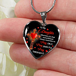 To My Daughter Whenever You Feel Overwhelmed Always Remember to Pray On It Heart Pendant Necklace