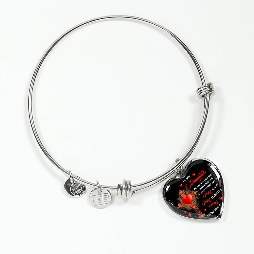 To My Daughter Whenever You Feel Overwhelmed Always Remember to Pray On It Heart Pendant Necklace To My Daughter Whenever You Feel Overwhelmed Always Remember to Pray On It Heart Pendant Necklace