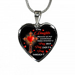 To My Daughter Whenever You Feel Overwhelmed Always Remember to Pray On It Heart Pendant Necklace