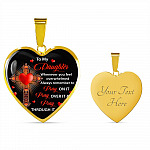 To My Daughter Whenever You Feel Overwhelmed Always Remember to Pray On It Heart Pendant Necklace