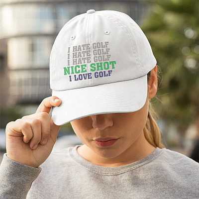 I Hate Golf I Hate Golf Nice Shot I Love Golf Twill Cap - High-Profile Snapback Hat - Golf Lover Hat