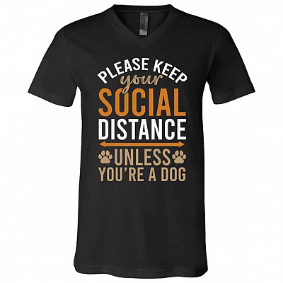 social, Black, V-Neck T-Shirt