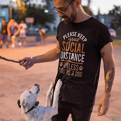 Alternative view of Please Keep Your Social Distance Unless You're A Dog T-Shirt - V-Neck Shirt