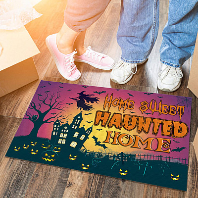 Home Sweet Haunted Home House Doormat - Outdoor Indoor Doormat - Halloween Welcome Mat