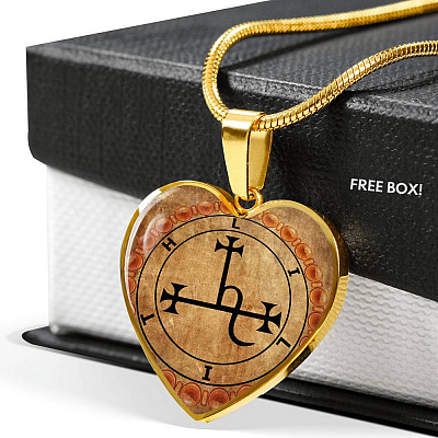 Sigil of Lilith Vintage Necklace Lilith Sigil Seal Heart Pendant Necklace - Bangle