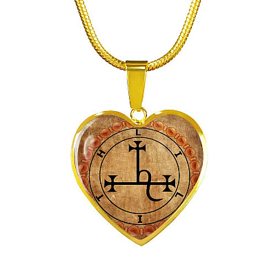Sigil of Lilith Vintage Necklace Lilith Sigil Seal Heart Pendant Necklace - Bangle