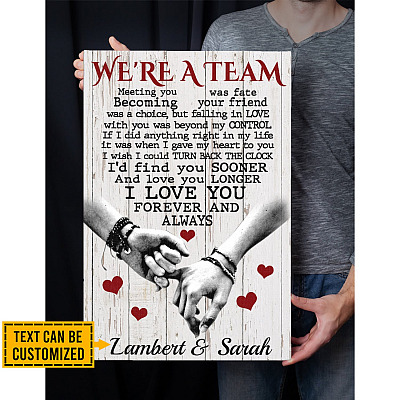 Alternative view of Personalized We're A Team Meeting You Was Fate Wrapped Framed Canvas Prints - Custom Name Couple Unframed Poster