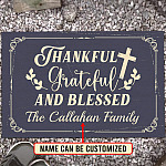Personalized Custom Name Thankful Grateful And Blessed Indoor Outdoor Doormat