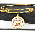 Jesus It's Not a Religion It's a Relationship Christian Cross Circle Pendant Necklace - Bangle