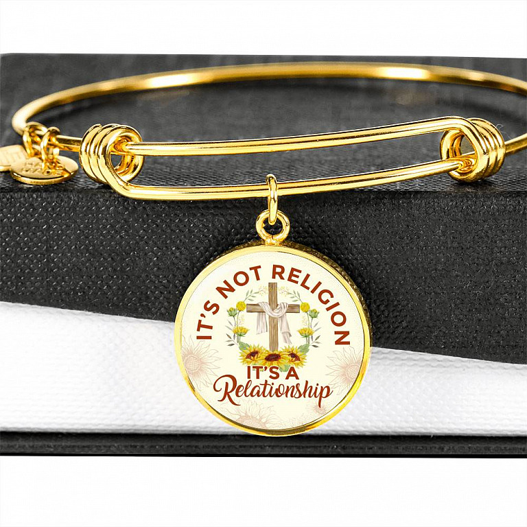 Jesus It's Not a Religion It's a Relationship Christian Cross Circle Pendant Necklace - Bangle