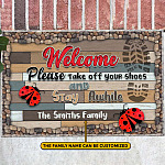 Personalized Family Doormat Welcome Please Take Off Your Shoes and Stay Awhile Funny Decorative Doormat