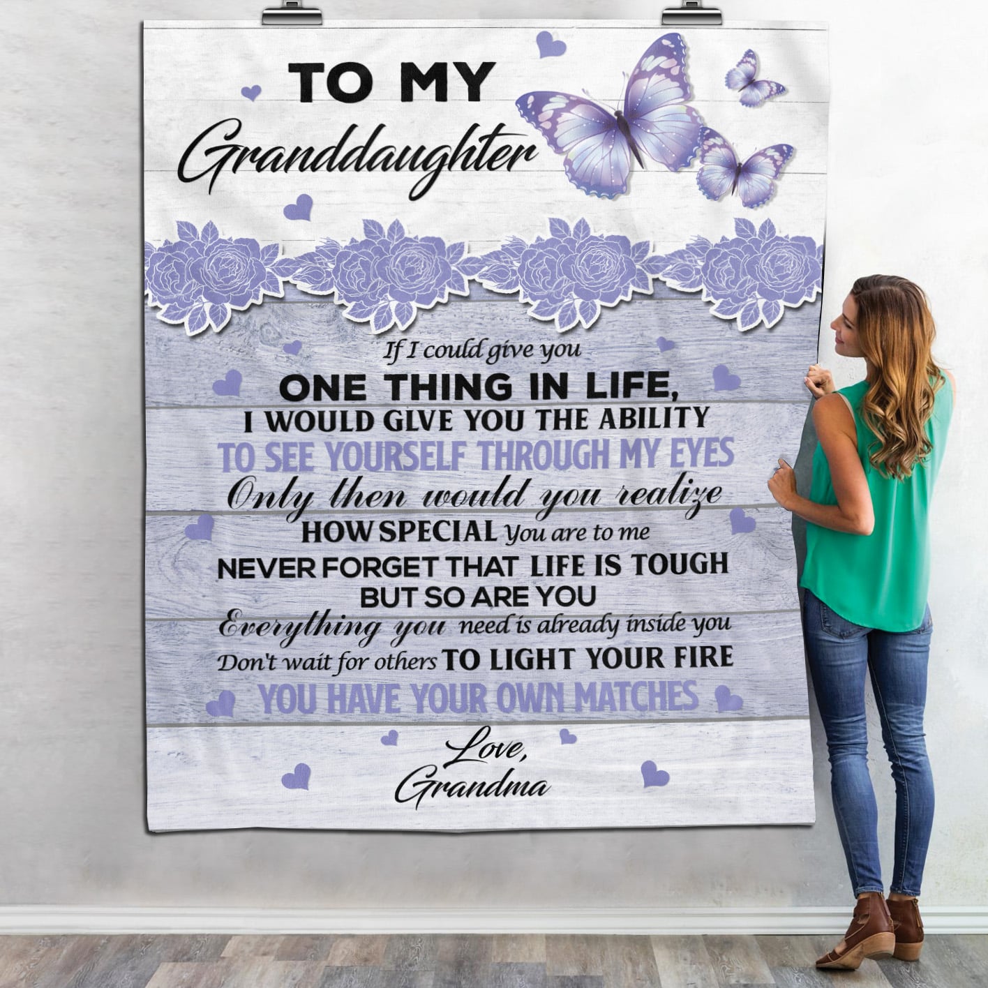 4LV. Granddaughter Always Remember Blanket Mockup 6