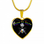 LGBT Pride Love Is Love Rainbow Jack Skellington Heart Pendant Necklace - Love Pride Heart Necklace