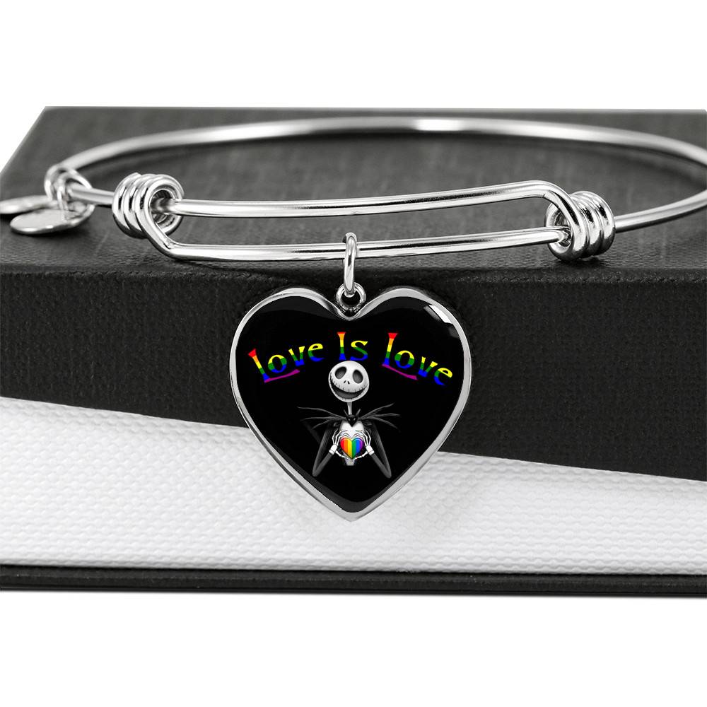 LGBT Pride Love Is Love Rainbow Jack Skellington Heart Pendant Necklace - Love Pride Heart Necklace LGBT Pride Love Is Love Rainbow Jack Skellington Heart Pendant Necklace - Love Pride Heart Necklace