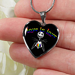 LGBT Pride Love Is Love Rainbow Jack Skellington Heart Pendant Necklace - Love Pride Heart Necklace