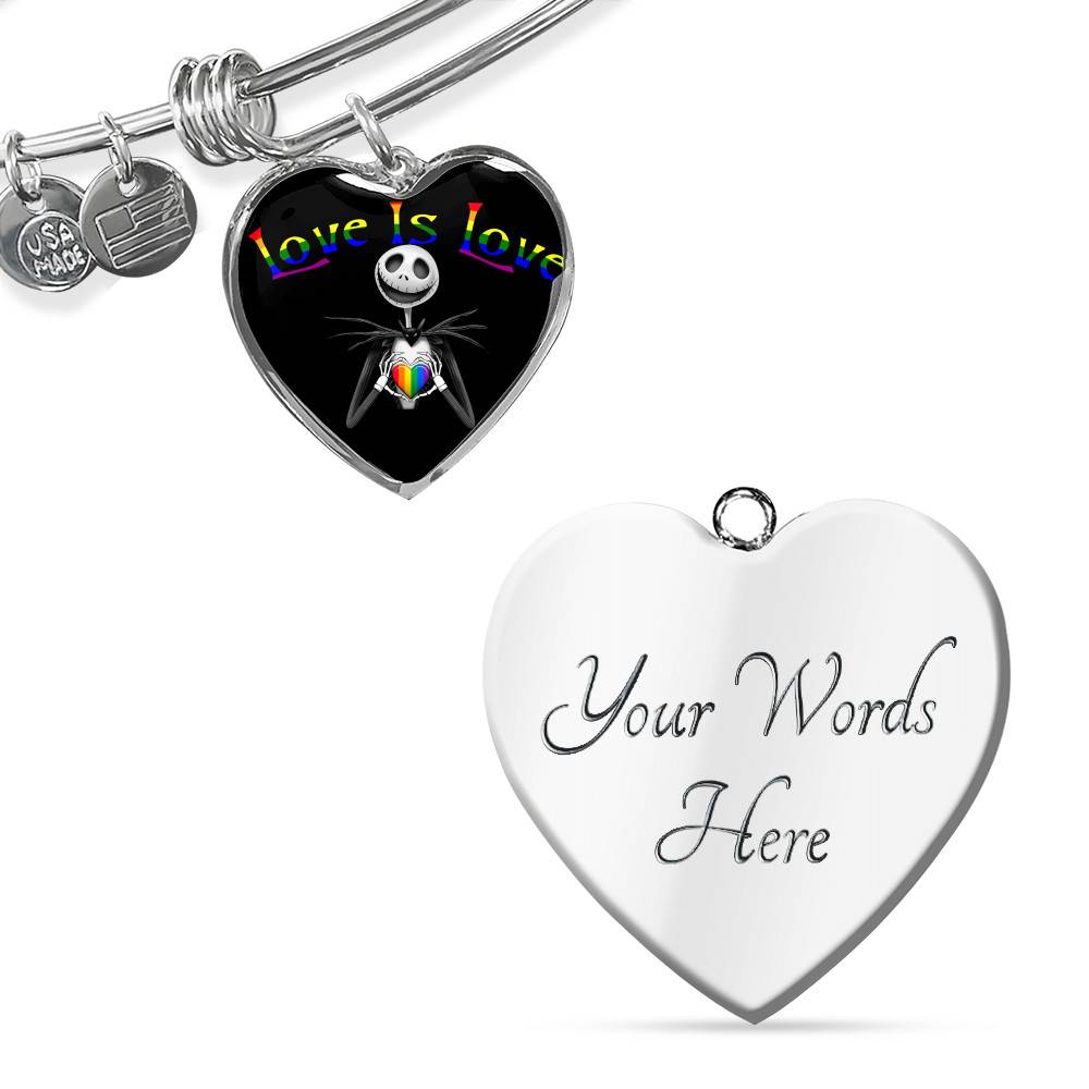 LGBT Pride Love Is Love Rainbow Jack Skellington Heart Pendant Necklace - Love Pride Heart Necklace LGBT Pride Love Is Love Rainbow Jack Skellington Heart Pendant Necklace - Love Pride Heart Necklace
