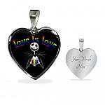 LGBT Pride Love Is Love Rainbow Jack Skellington Heart Pendant Necklace - Love Pride Heart Necklace
