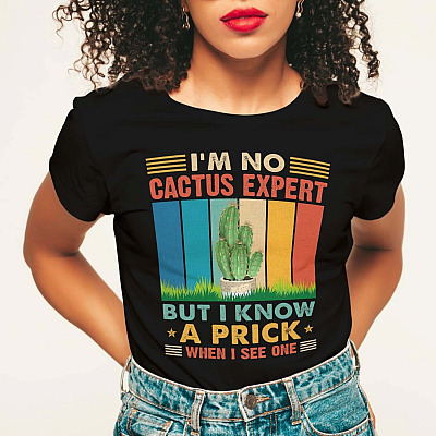 Alternative view of Retro I'm No Cactus Expert But I Know A Prick When See One T-Shirt - V-Neck Shirt