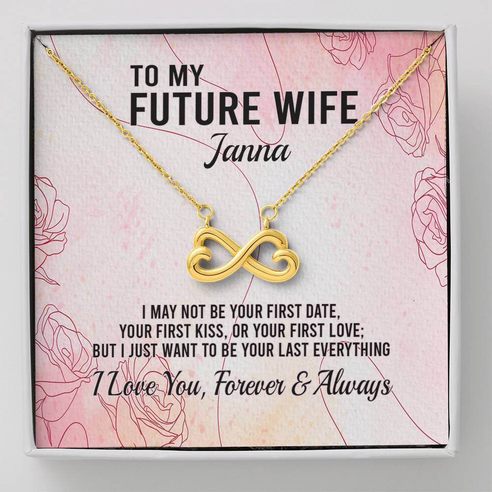 Personalized Name To My Future Wife Meeting You Was Fate Infinity Pendant Necklace - Infinity Heart Necklace (18K Yellow Gold)