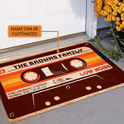Alternative view of Personalized Family Name Decor Mix Tape Welcome Casette Tape Funny Entrance Indoor Outdoor Decorative Doormat