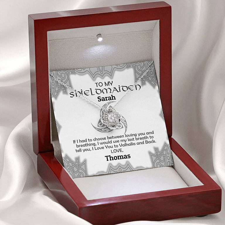 Personalized Name to My Shieldmaiden if I Had to Choose Between Loving You Love Knot Pendant Necklace
