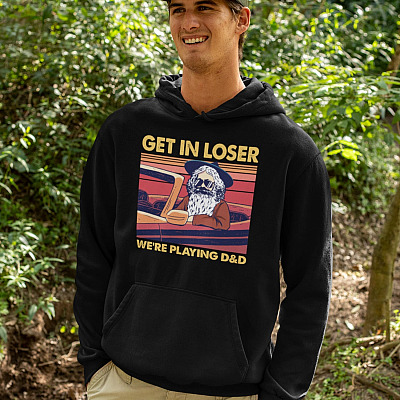 Alternative view of Get In Loser We're Playing D&D Vintage Old Man Hoodie - Sweatshirt - Long Sleeve