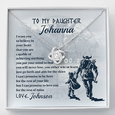 Personalized Name Viking to My Daughter from Dad I Want You to Believe Love Knot Pendant Necklace - Love Knot Necklace