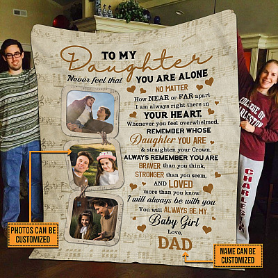 Alternative view of Personalized Photo Blanket to My Daughter Never Feel that You Are Alone Fleece Blanket - Mink Blanket