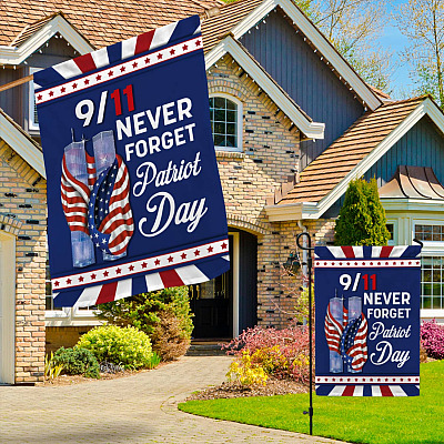 Alternative view of 9/11 Never Forget Memorial Garden Flag - 911 Patriot Day National American House Flag
