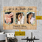Personalized Photo And So The Adventure Begins Couple Framed Canvas Prints - Custom Name Couple Unframed Poster