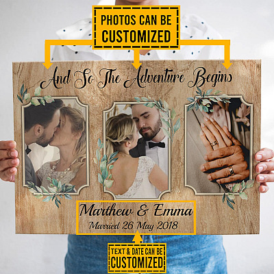 Alternative view of Personalized Photo And So The Adventure Begins Couple Framed Canvas Prints - Custom Name Couple Unframed Poster
