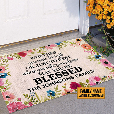 When You Enter Our Home May You Be Blessed Custom Family Name Entrance Indoor Outdoor Doormat
