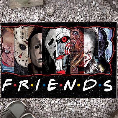 Friends Horror Movies Halloween Characters Entrance Indoor Outdoor Doormat - Indoor Outdoor Decorative Doormat