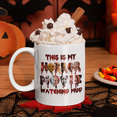 This Is My Horror Movie Watching Ceramic Coffee Mug - Beer Stein - Water Bottle - Halloween Movie Mug
