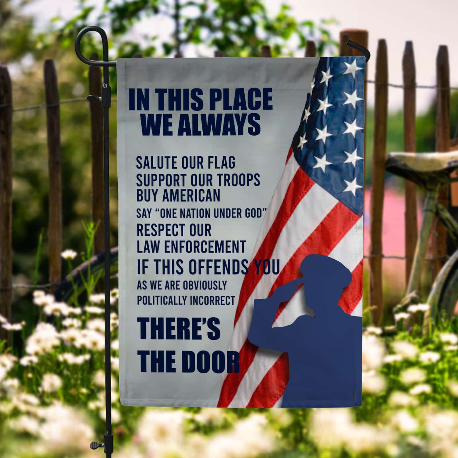 5KNG. Salute Our Flag 30x40 SIDE 1 Garden Flag Mockup 6