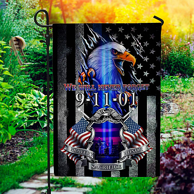 Police We Will Never Forget 9/11/01 Bravery Sacrifice Honor American Garden Flag - House Flag - Wall Flag