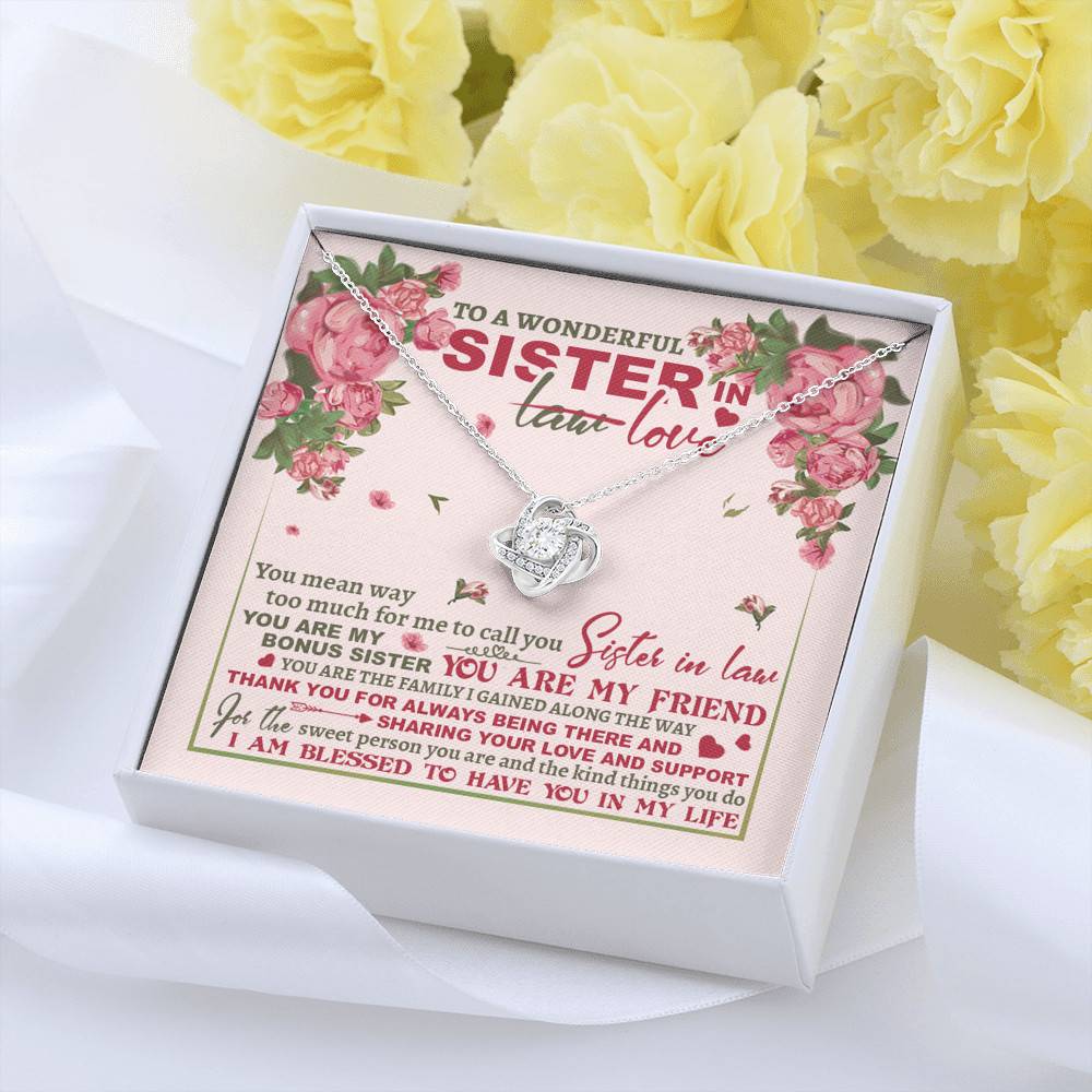 To A Wonderful Sister In Law I Am Blessed To Have You In My Life Love Knot Necklace - Sister In Law Gifts