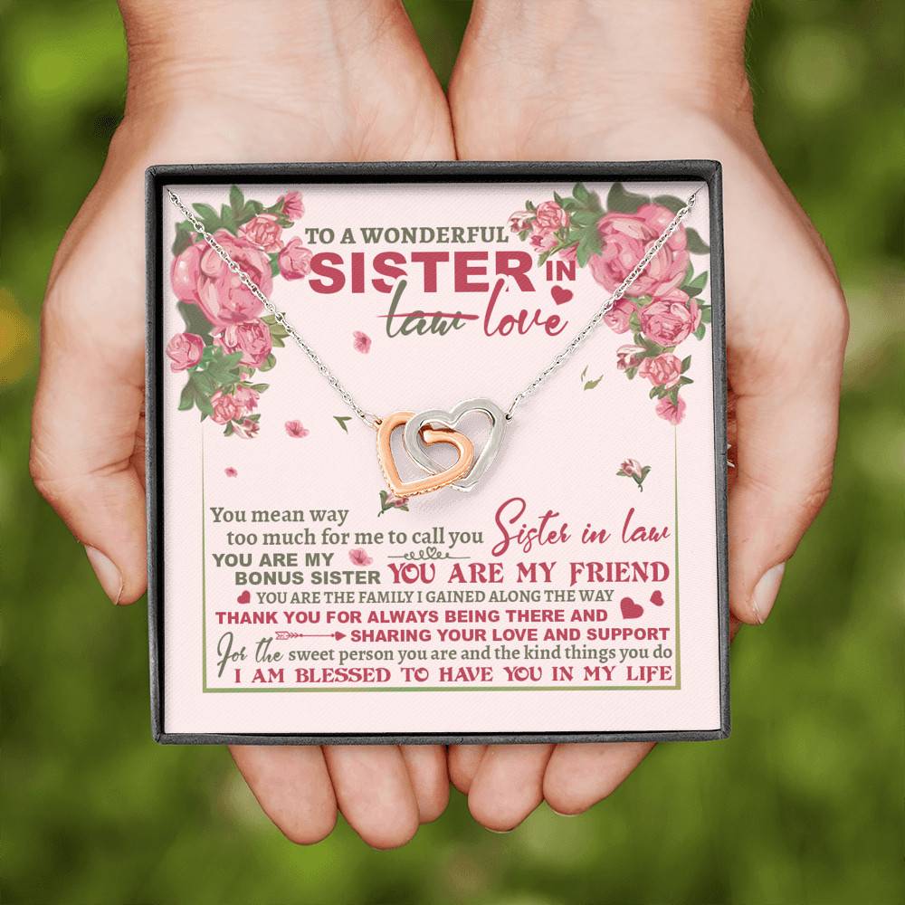 To A Wonderful Sister In Law I Am Blessed To Have You In My Life Interlocking Hearts Pendant Necklace To A Wonderful Sister In Law I Am Blessed To Have You In My Life Interlocking Hearts Pendant Necklace