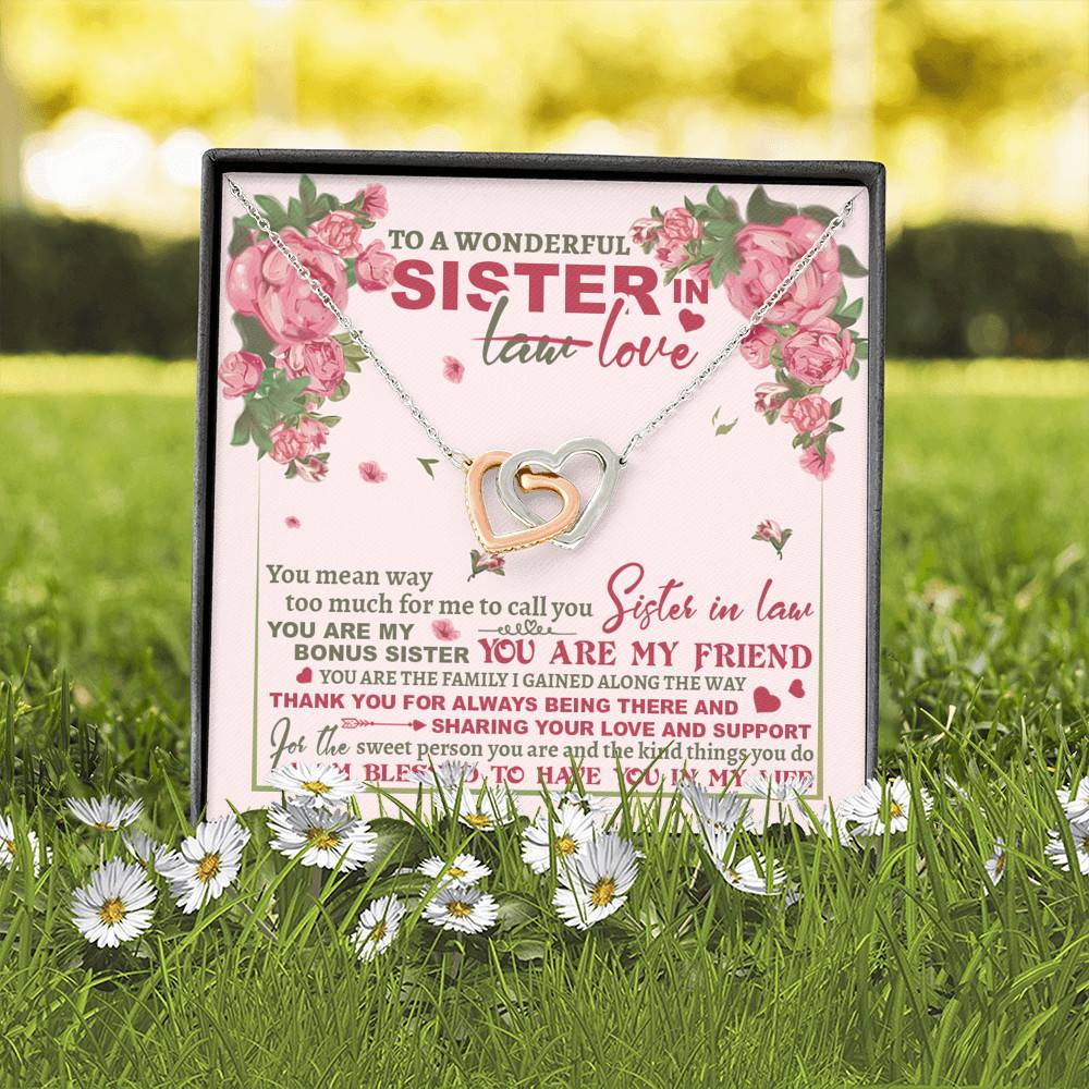 To A Wonderful Sister In Law I Am Blessed To Have You In My Life Interlocking Hearts Pendant Necklace To A Wonderful Sister In Law I Am Blessed To Have You In My Life Interlocking Hearts Pendant Necklace