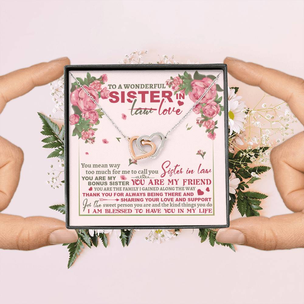 To A Wonderful Sister In Law I Am Blessed To Have You In My Life Interlocking Hearts Pendant Necklace To A Wonderful Sister In Law I Am Blessed To Have You In My Life Interlocking Hearts Pendant Necklace