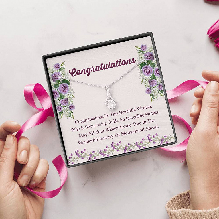 Congratulations Wonderful Journey Of Motherhood Ahead Mama To Be Alluring Beauty Necklace - Mom To Be Gifts