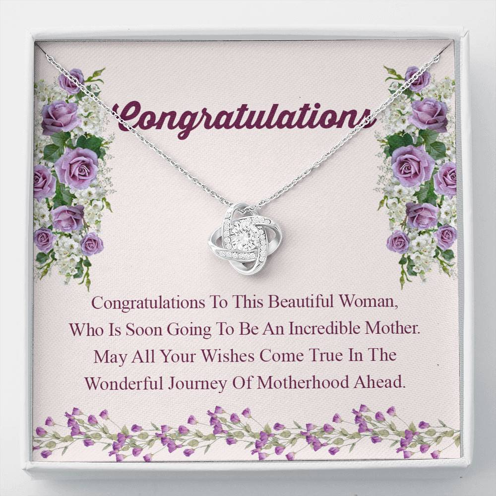 Congratulations Wonderful Journey Of Motherhood Ahead Mama To Be Love Knot Necklace - Mom To Be Gifts - Love Knot Necklace
